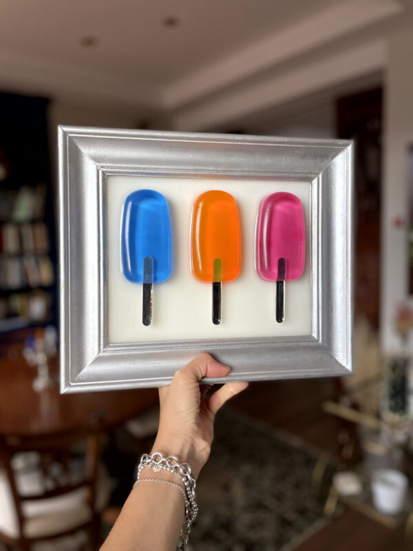 Quadro 3 gelati colorati cornice argento 4