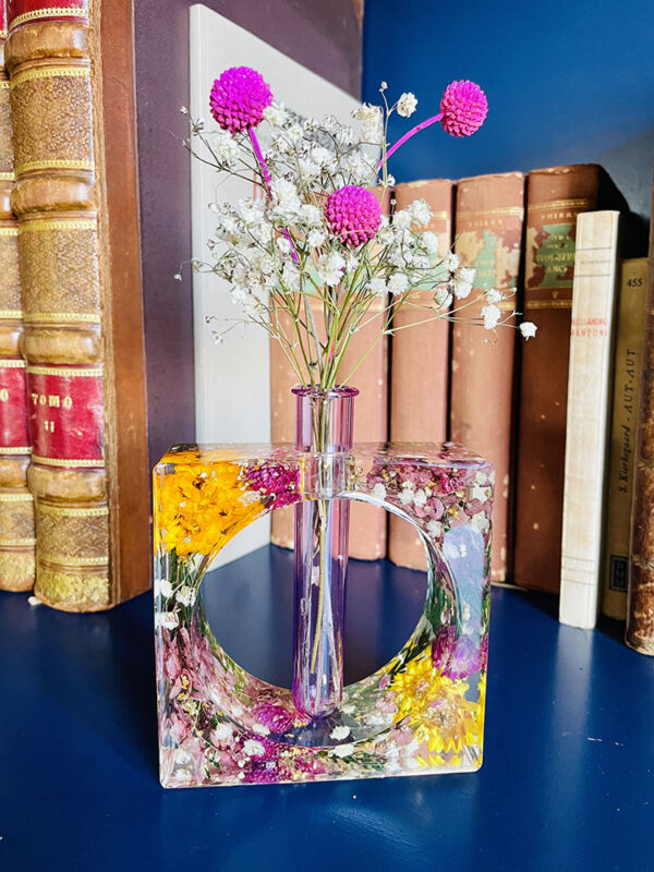 vaso resina rosa e giallo 2