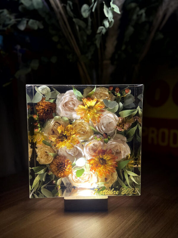 Blocco 20x20 fiori arancioni 7 illuminato
