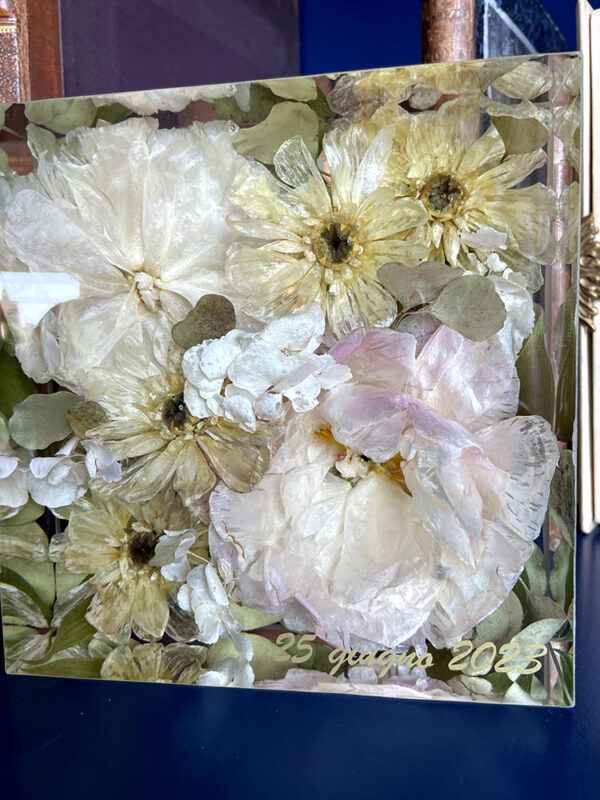 Bouquet resina 18x18 peonie e dalie 2