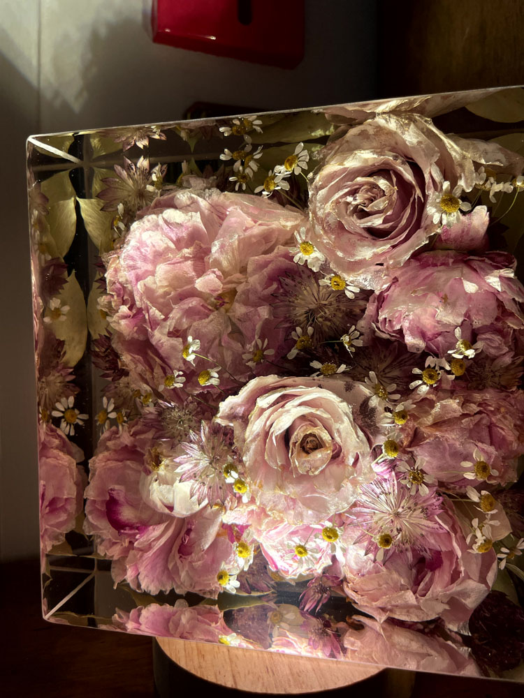 Bouquet 18x18 peonie e rose rosa 9