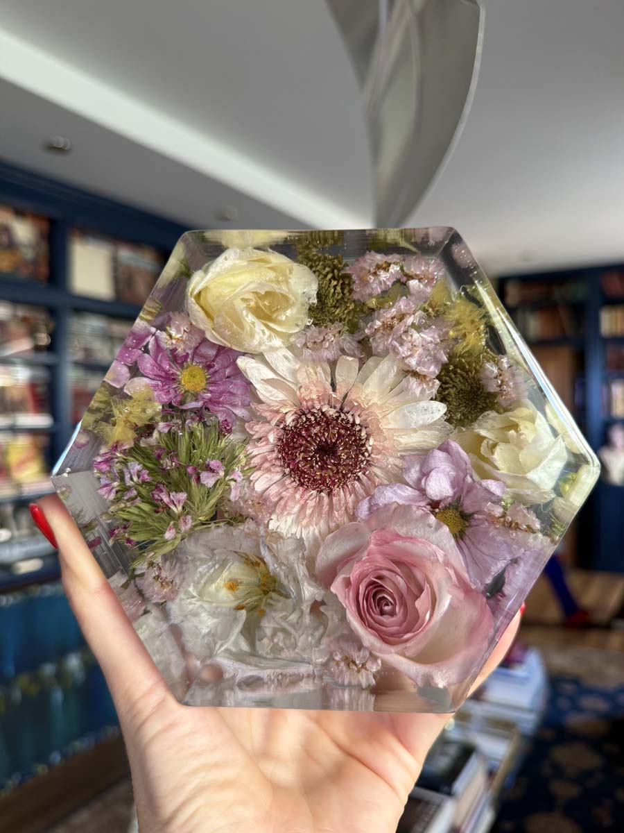 Bouquet esagono fiori misti colori pastello 10