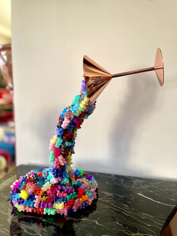 Scultura cascata orsetti bicchiere martini 5