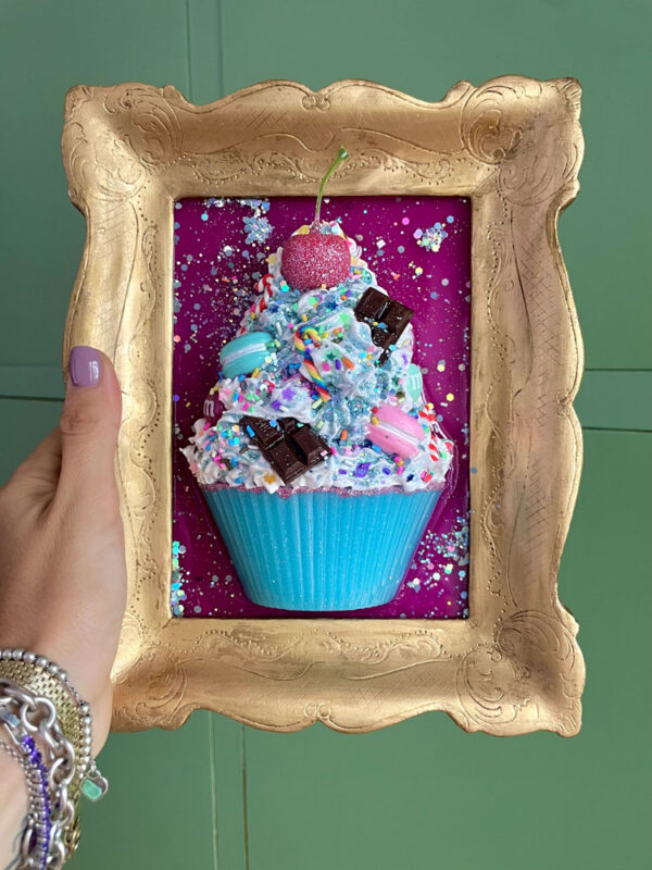 Quadro cupcake base tiffany cornice oro 1