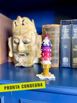 Scultura cono gusti impilati toni rosa 1 pronta consegna