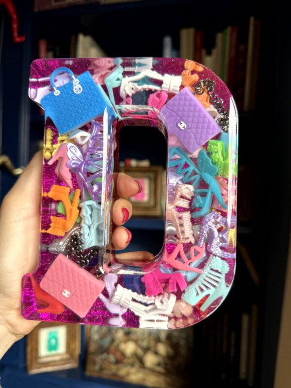 Lettera gigante D barbie borse e scarpe 3
