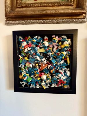 Quadro puffi vintage cornice nera moderna 9