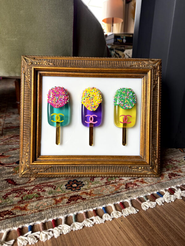 Quadro 3 gelati colorati Chanel cornice oro 5