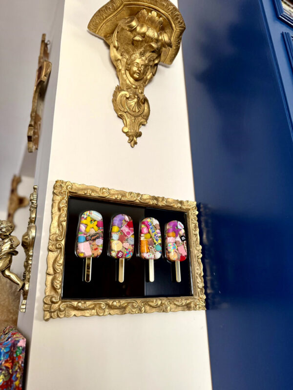 Quadro 4 gelati caramelle cornice oro 3