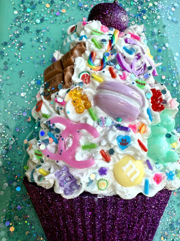 Quadro cupcake brillantini viola sfondo tiffany 4 bis