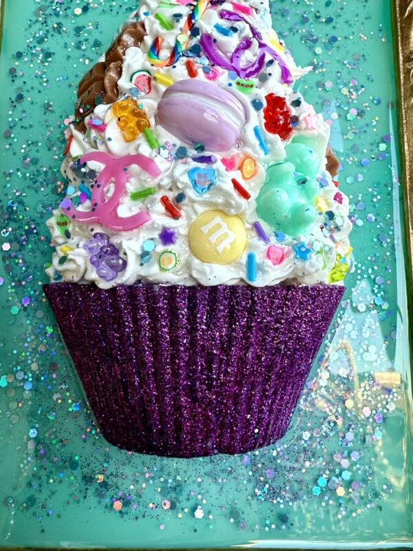 Quadro cupcake brillantini viola sfondo tiffany 6