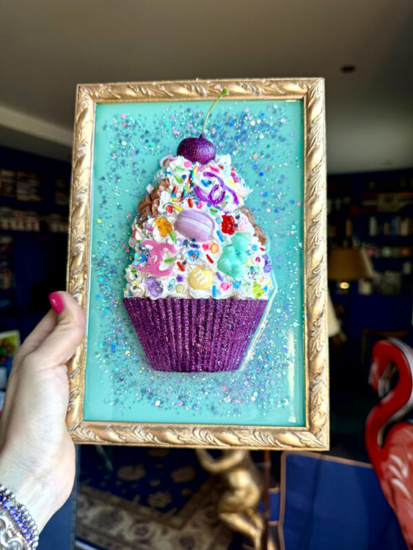 Quadro cupcake brillantini viola sfondo tiffany 7