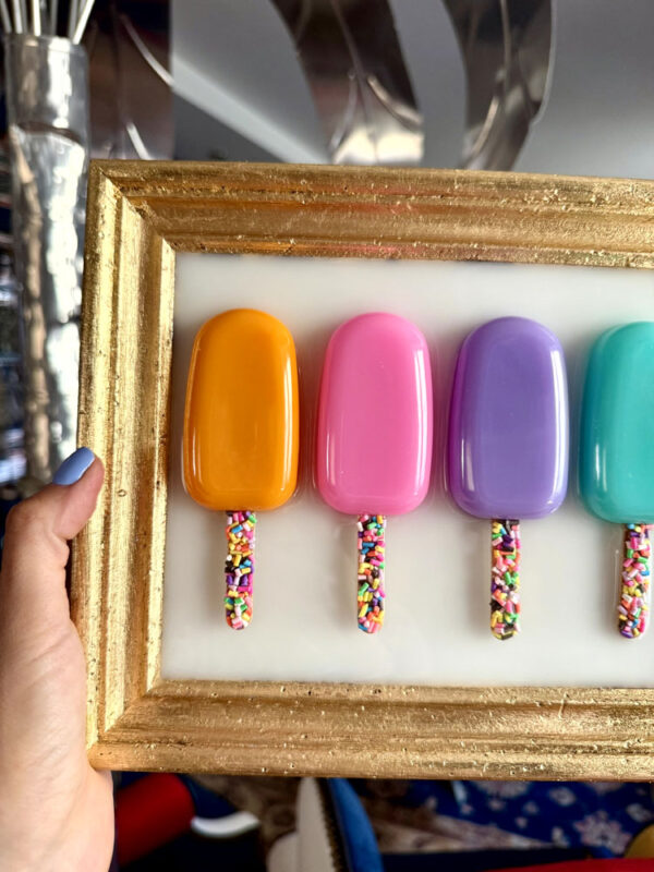 Quadro 4 mini gelati colorati cornice oro 2