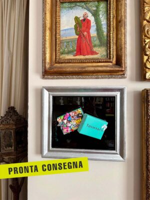 Quadro scatola Tiffany piccola caramelle e anello cornice argento 1 pronta consegna