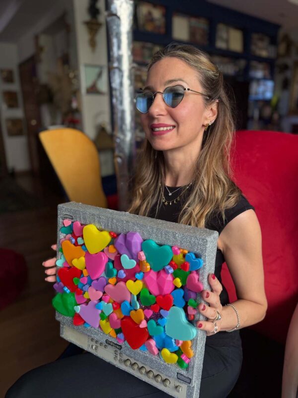 Quadro Like machine opera schermo computer glitter e cuori 10