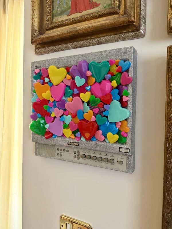 Quadro Like machine opera schermo computer glitter e cuori 6