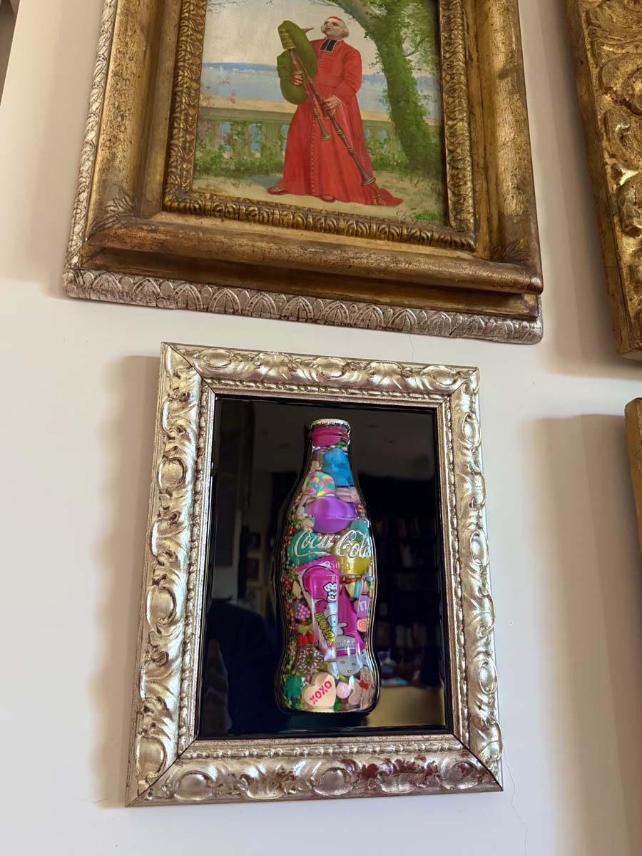Quadro bottiglia coca cola piccola cornice e scritta argento 3