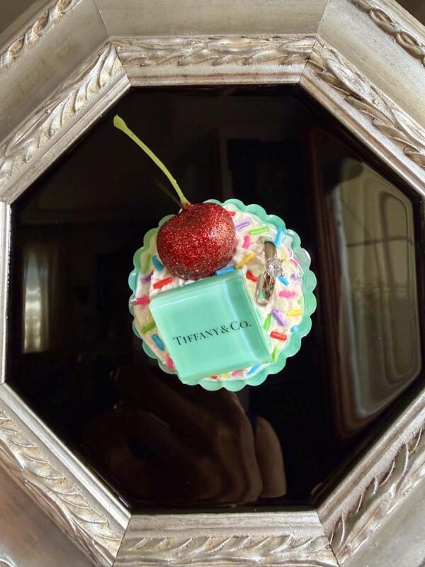 Quadro pasticcino Tiffany anello cornice esagonale argento 2