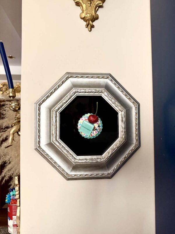 Quadro pasticcino Tiffany anello cornice esagonale argento 3