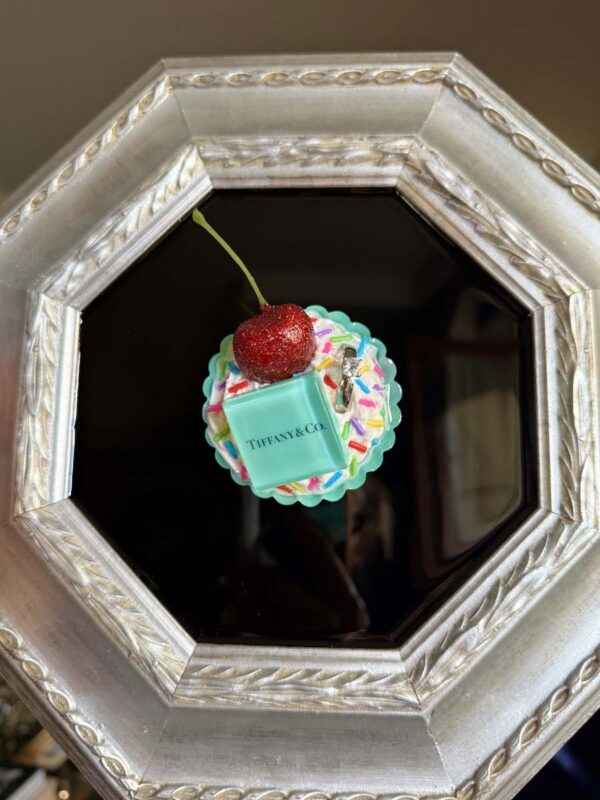 Quadro pasticcino Tiffany anello cornice esagonale argento 5