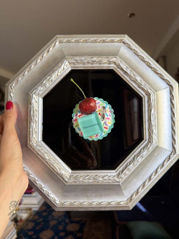 Quadro pasticcino Tiffany anello cornice esagonale argento 6