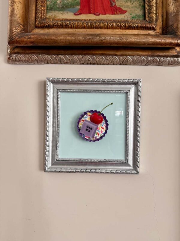 Quadro pasticcino emozionale rabbia viola cornice argento 10