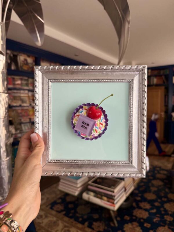 Quadro pasticcino emozionale rabbia viola cornice argento 9