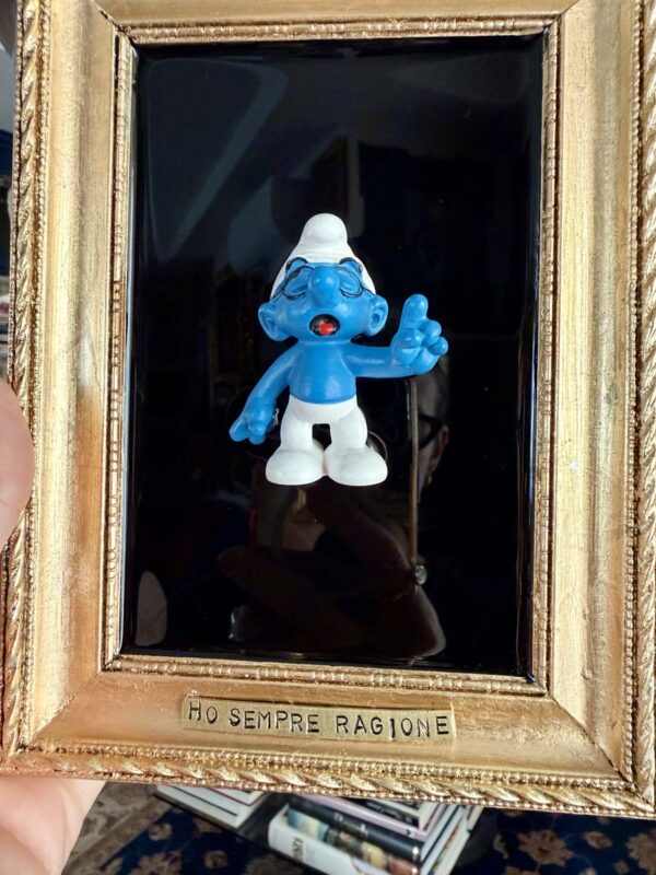 Quadro puffo quatrocchi ho sempre ragione cornice oro 3