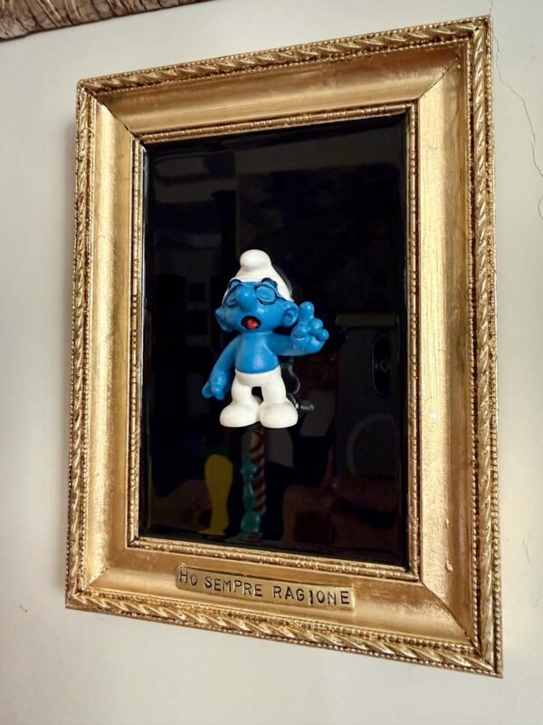 Quadro puffo quatrocchi ho sempre ragione cornice oro 6